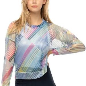 Lucky in Love - Multicolor Sheer Tennis Top - Large